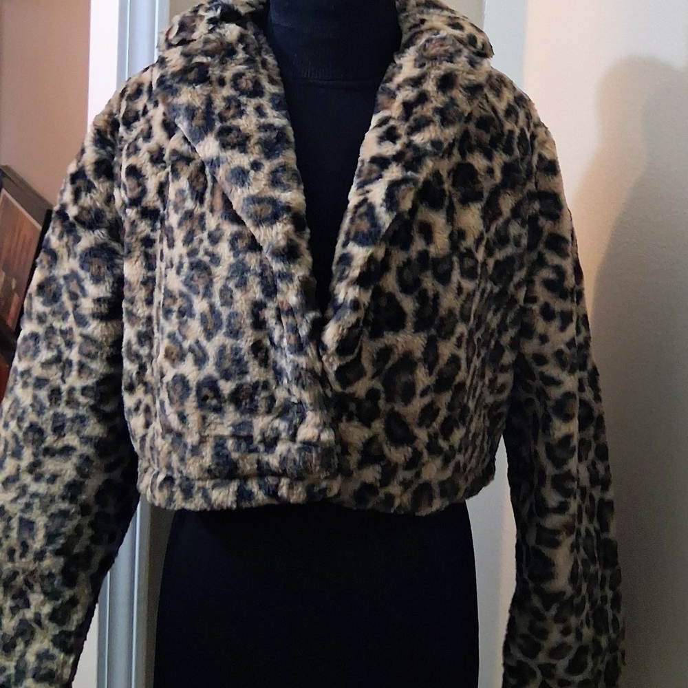 Fashion Nova Animal Print Teddy Jacket